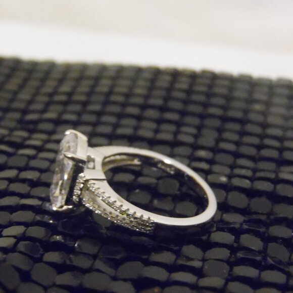 Radiance by Absolute Cushion cut Solitaire Simulated Diamond Ring Size 9 - Picture 4 of 5